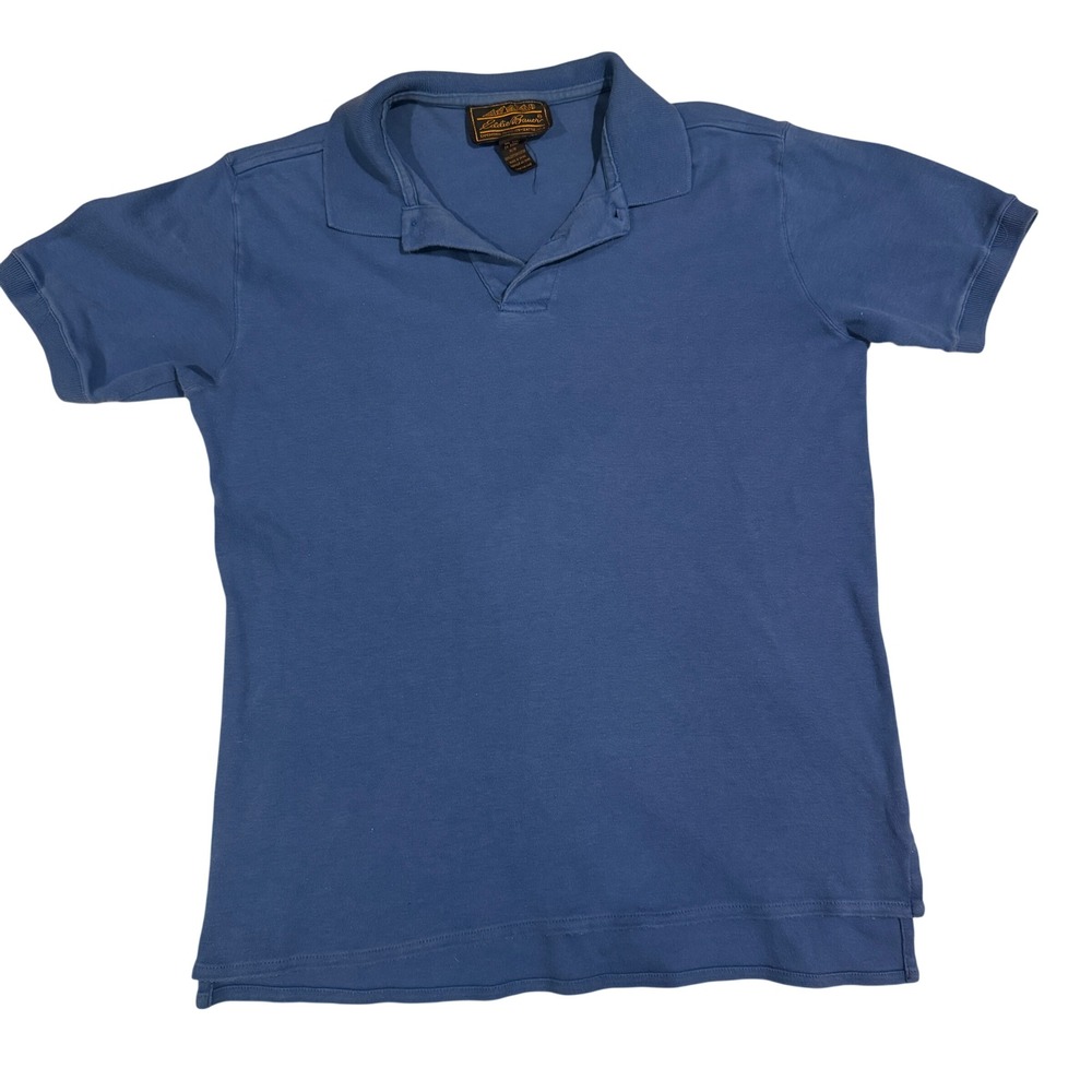 Eddie 80s Bauer Blue Cotton Short Sleeve Polo Shirt Men's Size Medium